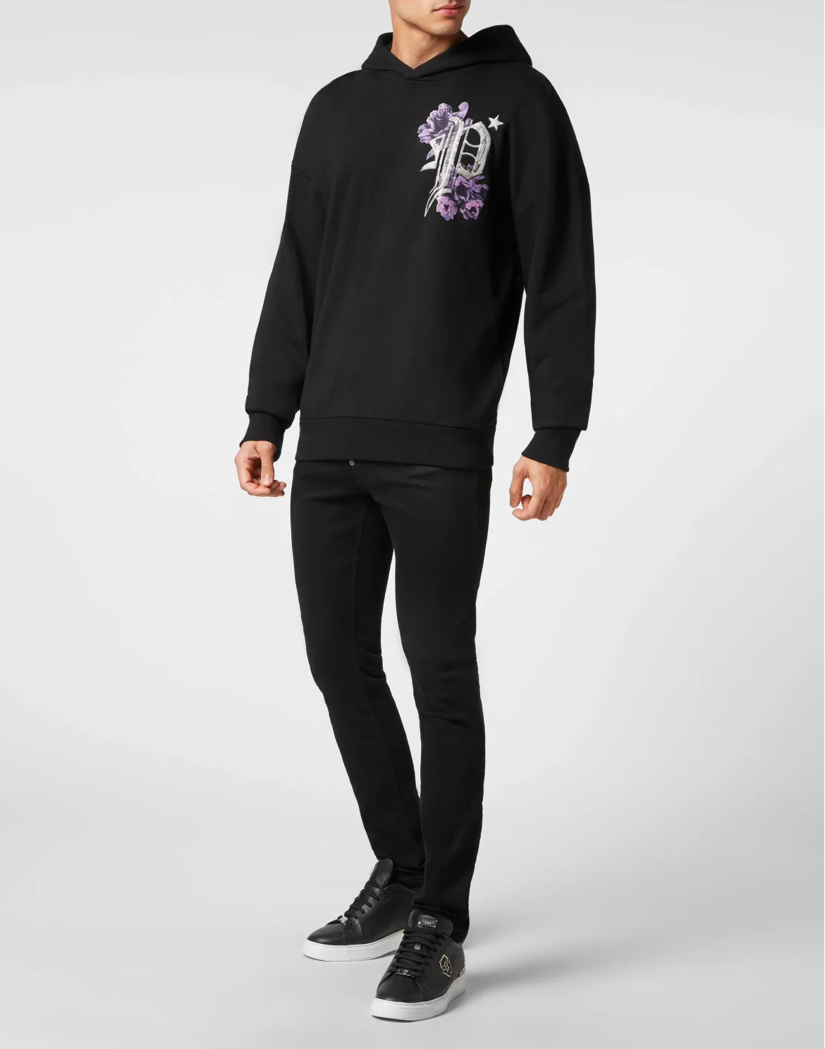 Hoodie sweatshirt Flowers, цвет: Черный