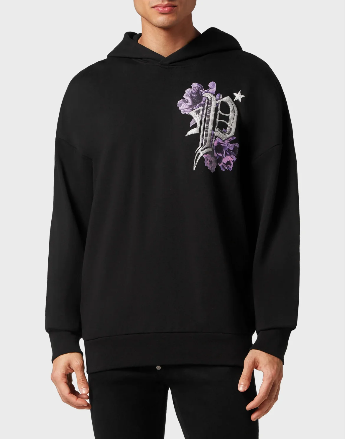 Hoodie sweatshirt Flowers, цвет: Черный