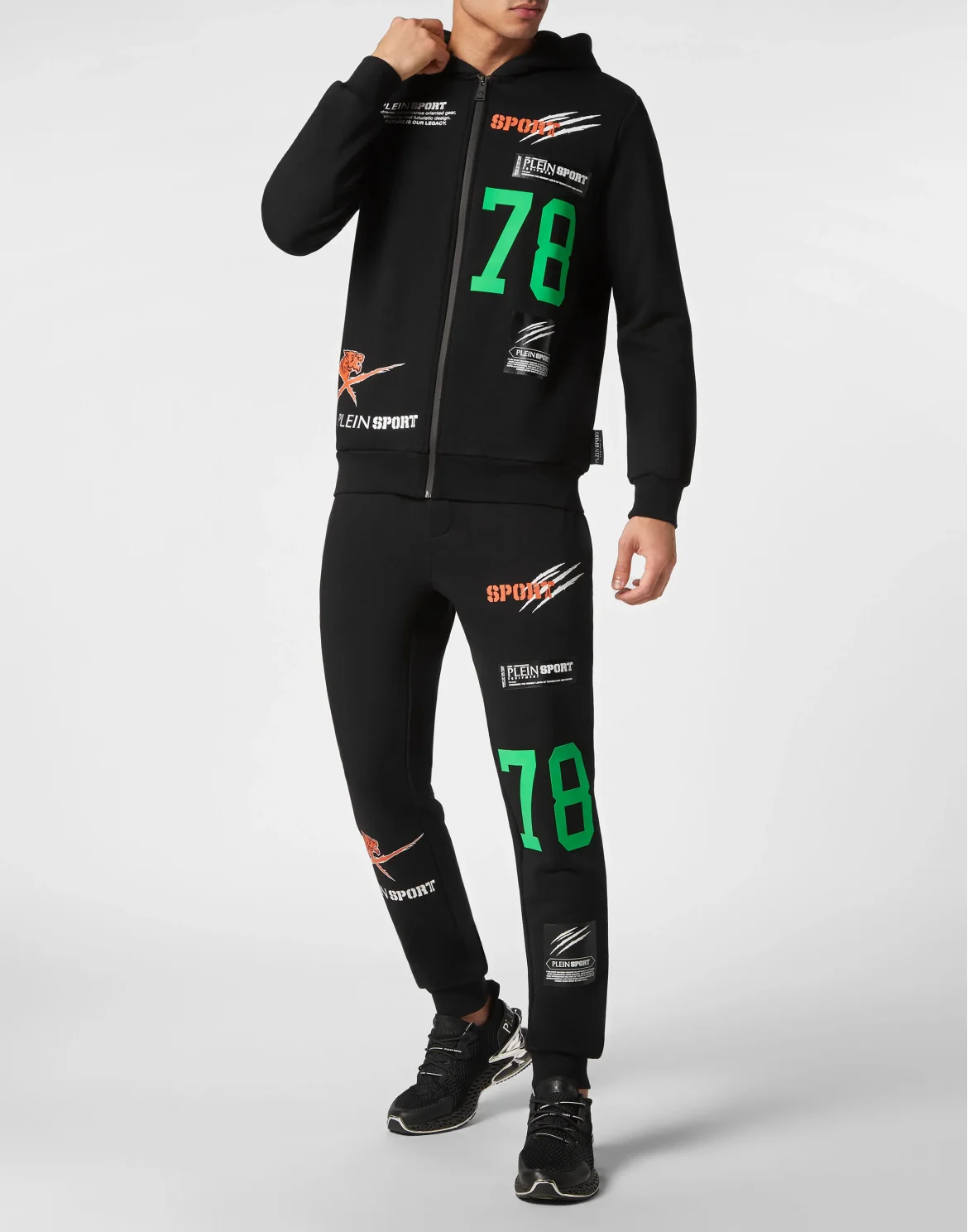 Jogging Tracksuit: Hoodie Sweatjacket/Trousers Multilogo, цвет: Черный