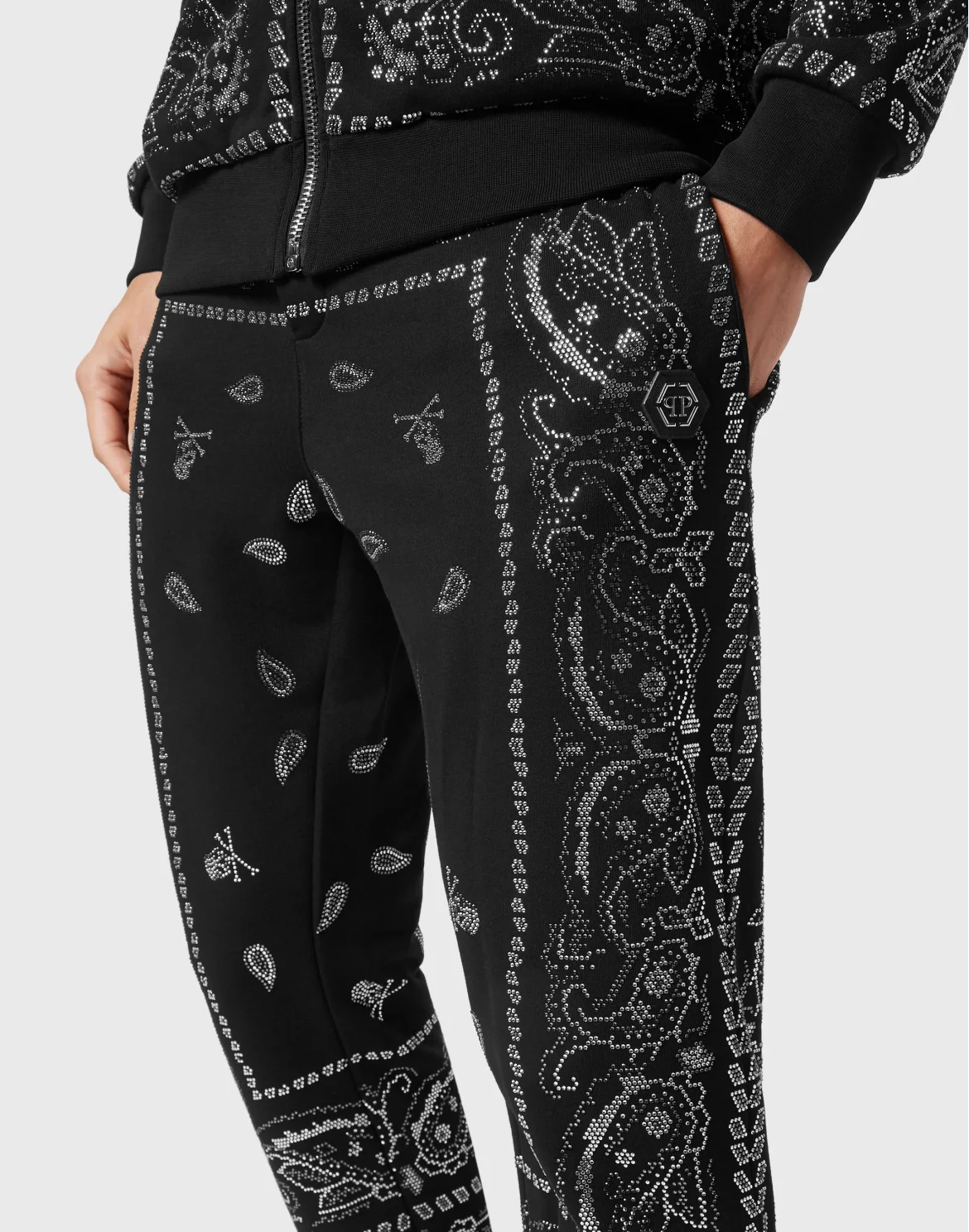 Jogging Tracksuit: Hoodie Sweatjacket/Trousers Paisley Bandana, цвет: Черный