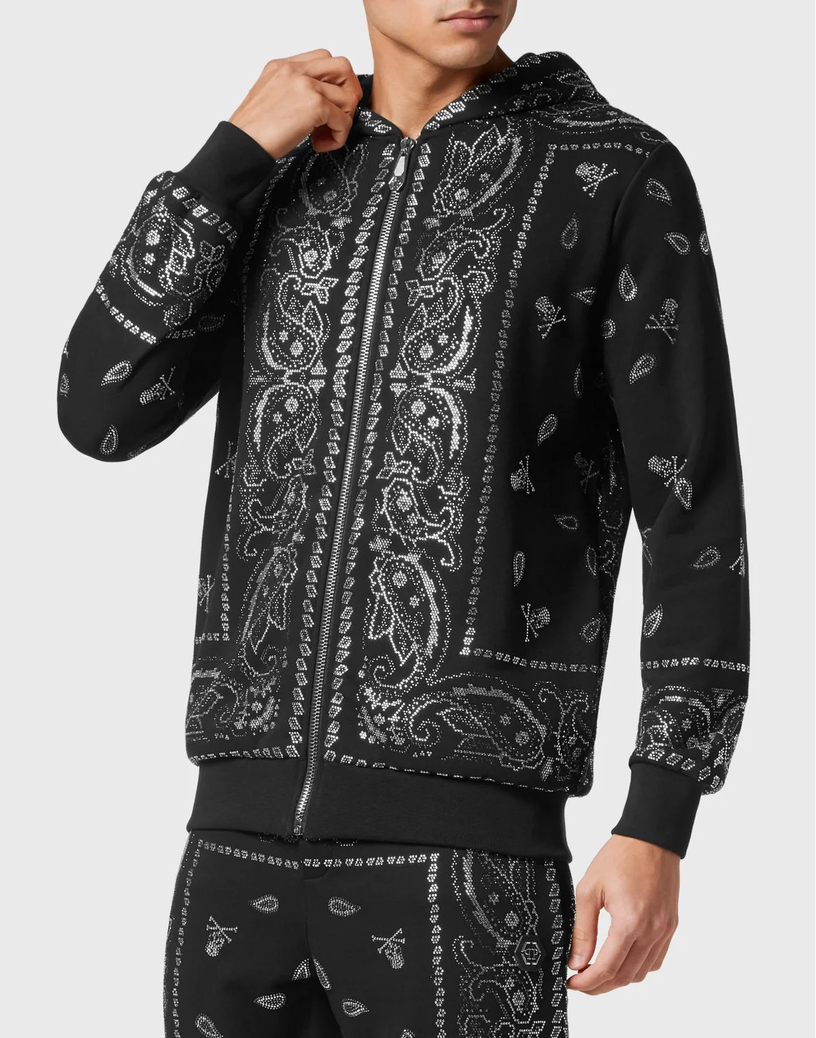 Jogging Tracksuit: Hoodie Sweatjacket/Trousers Paisley Bandana, цвет: Черный