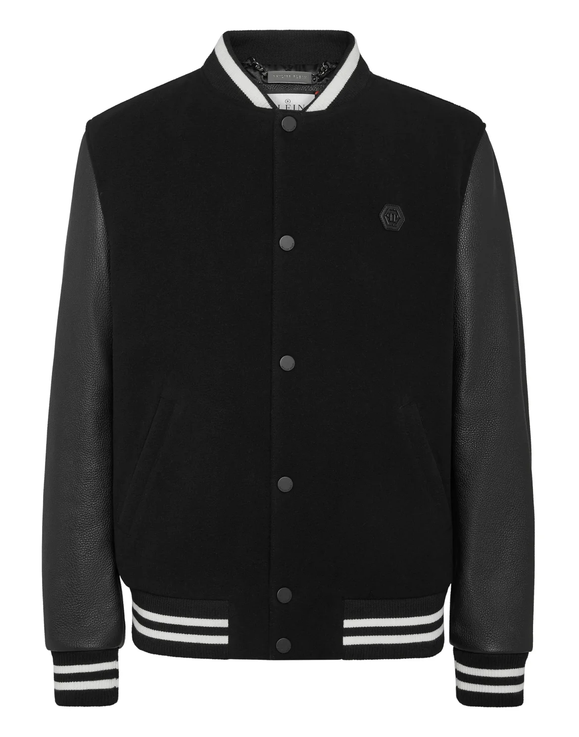 College Bomber with Deer Leather Sleeves Skull strass, цвет: Черный