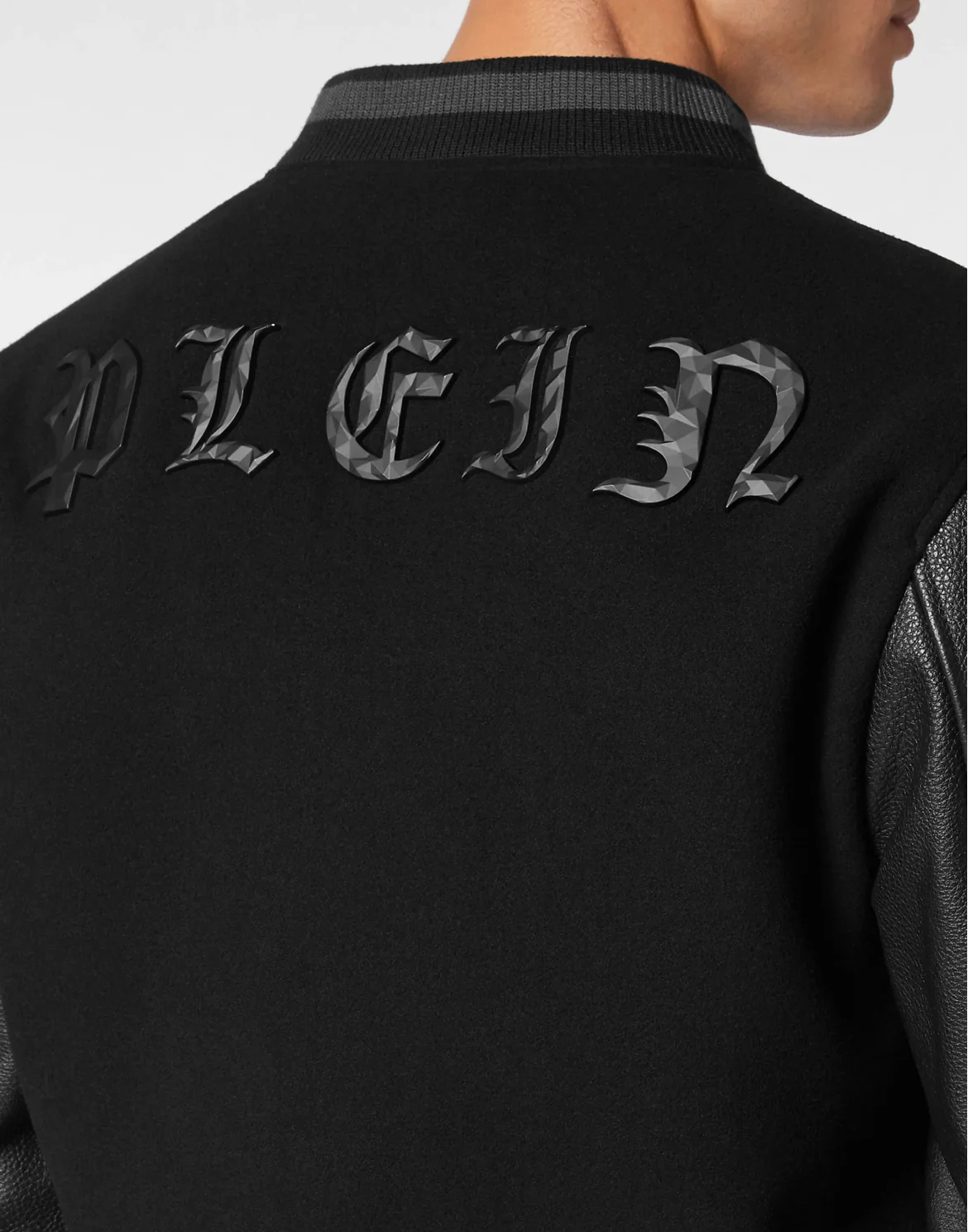 Wool College Bomber with Leather Arms Gothic Plein, цвет: Черный