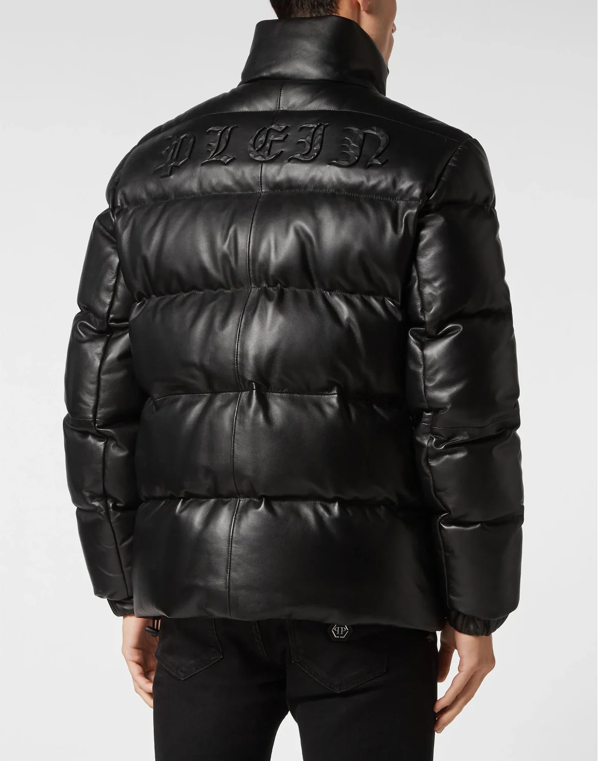 Leather Puffer Jacket, цвет: Черный