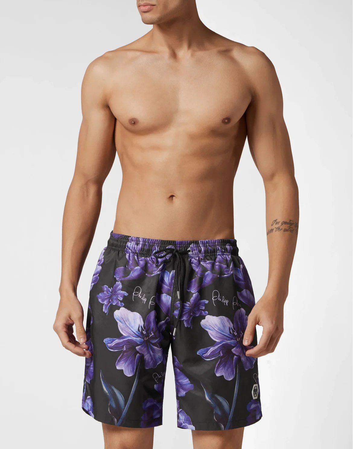 Long Swim-Trunks Flowers, цвет: Черный