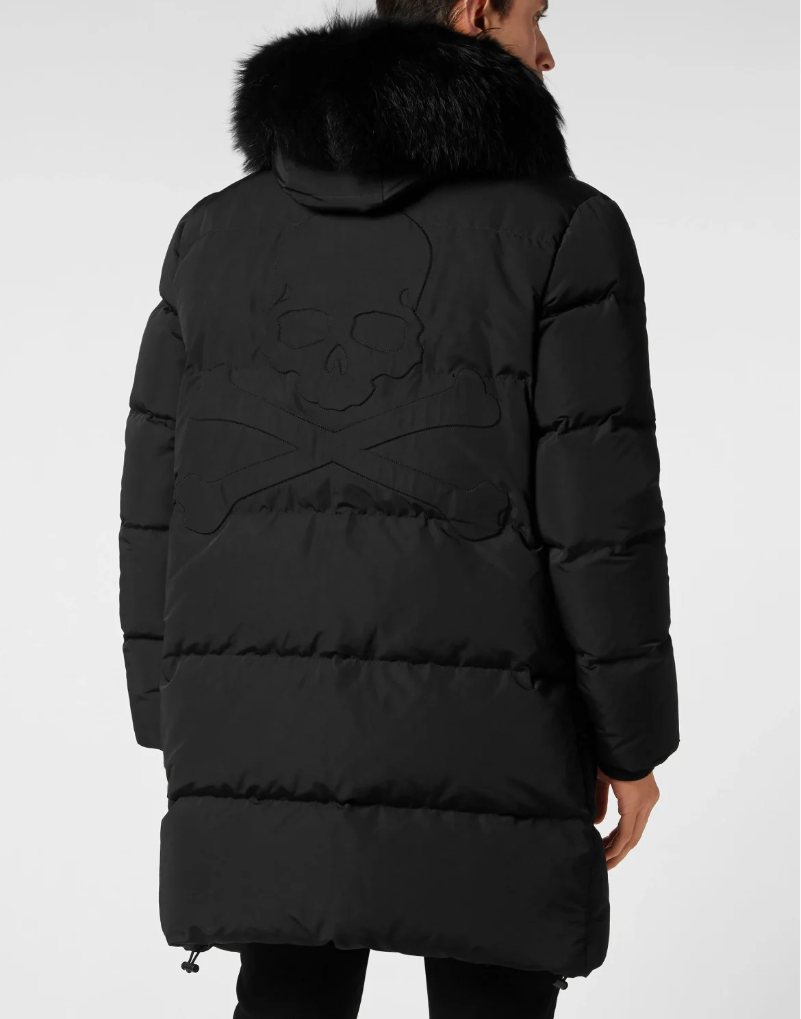 Nylon Parka with Real Fur Skull&Bones, цвет: Черный