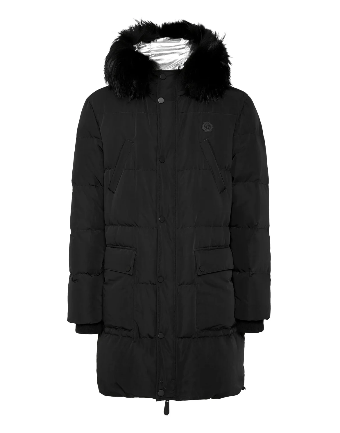 Nylon Parka with Real Fur Skull&Bones, цвет: Черный