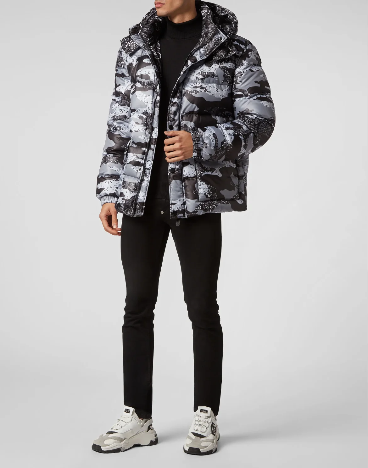 Nylon Puffer Jacket Camouflage, цвет: Черный