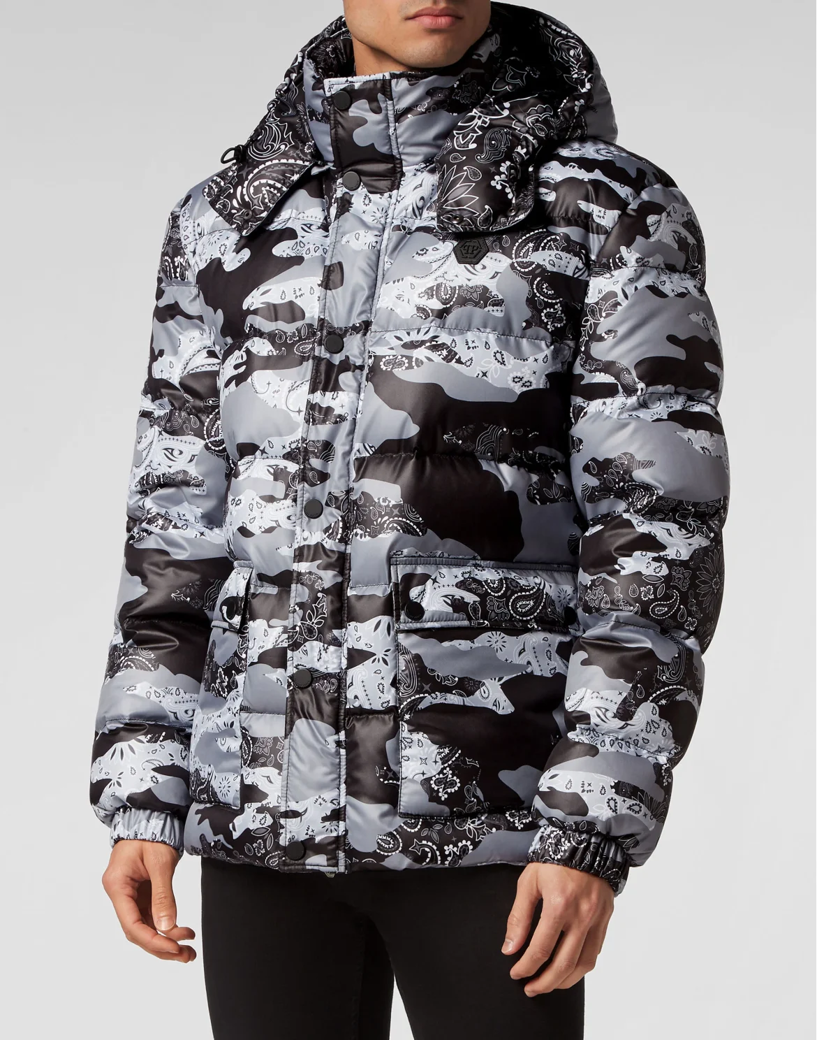 Nylon Puffer Jacket Camouflage, цвет: Черный