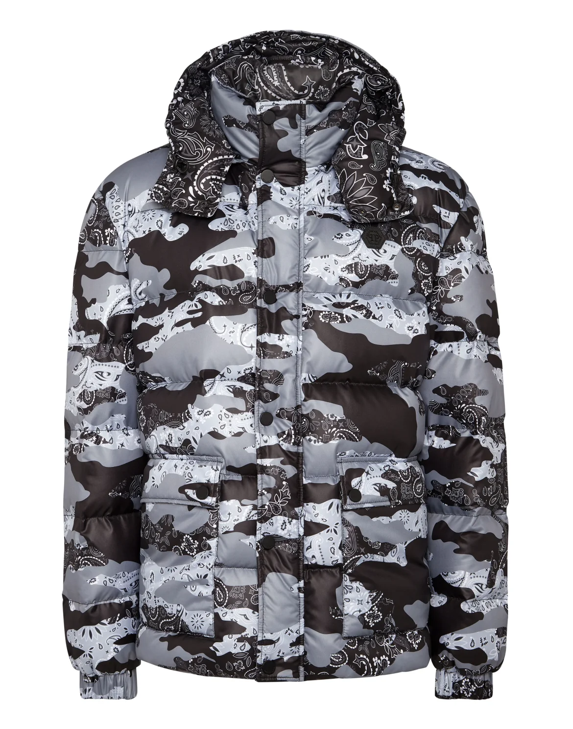 Nylon Puffer Jacket Camouflage, цвет: Черный