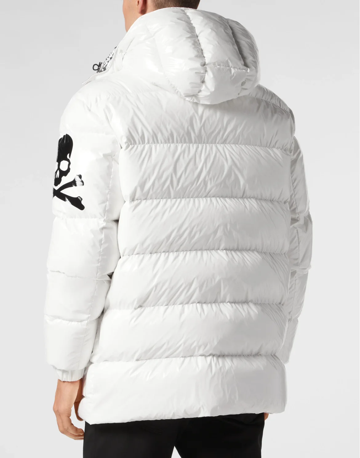 Oversize Nylon Puffer Jacket Skull&Bones, цвет: Белый