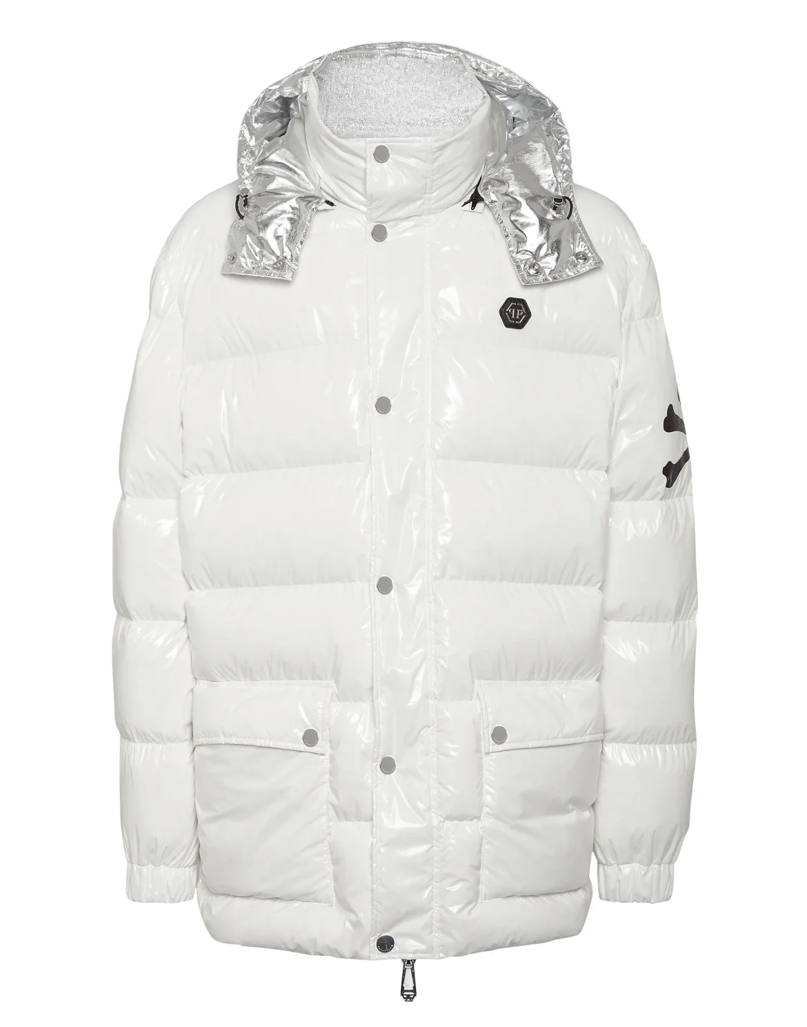 Oversize Nylon Puffer Jacket Skull&Bones, цвет: Белый