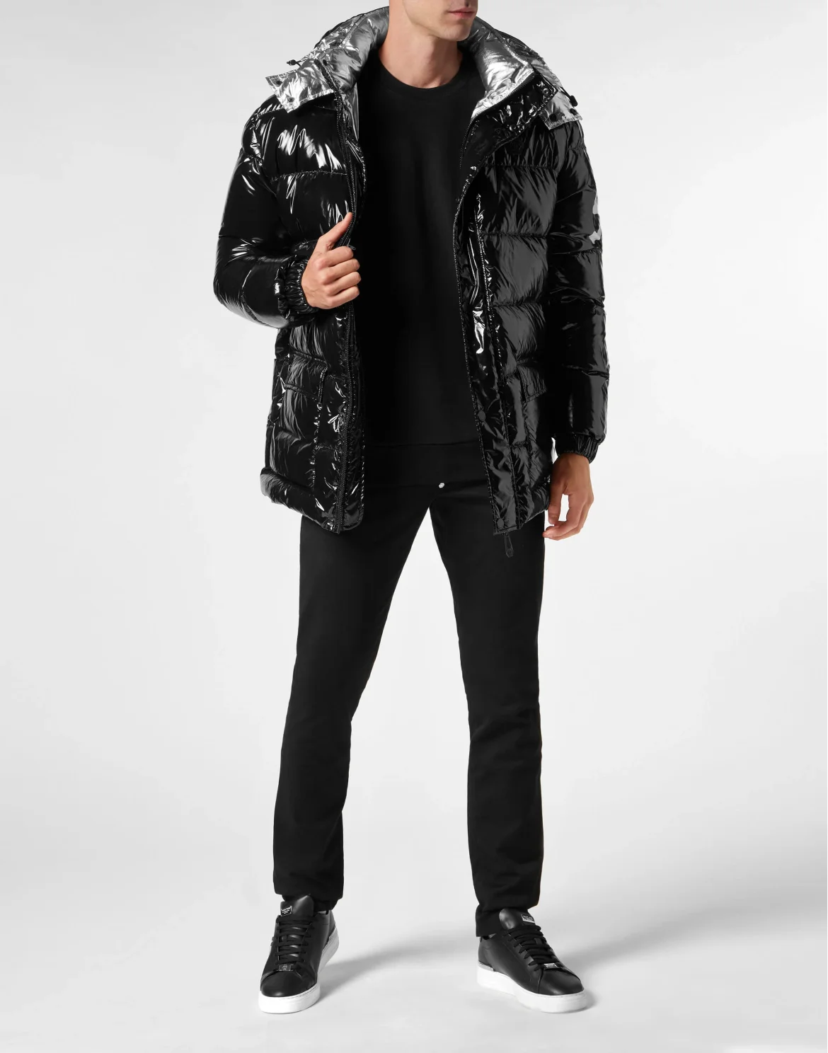 Oversize Nylon Puffer Jacket Skull&Bones, цвет: Черный