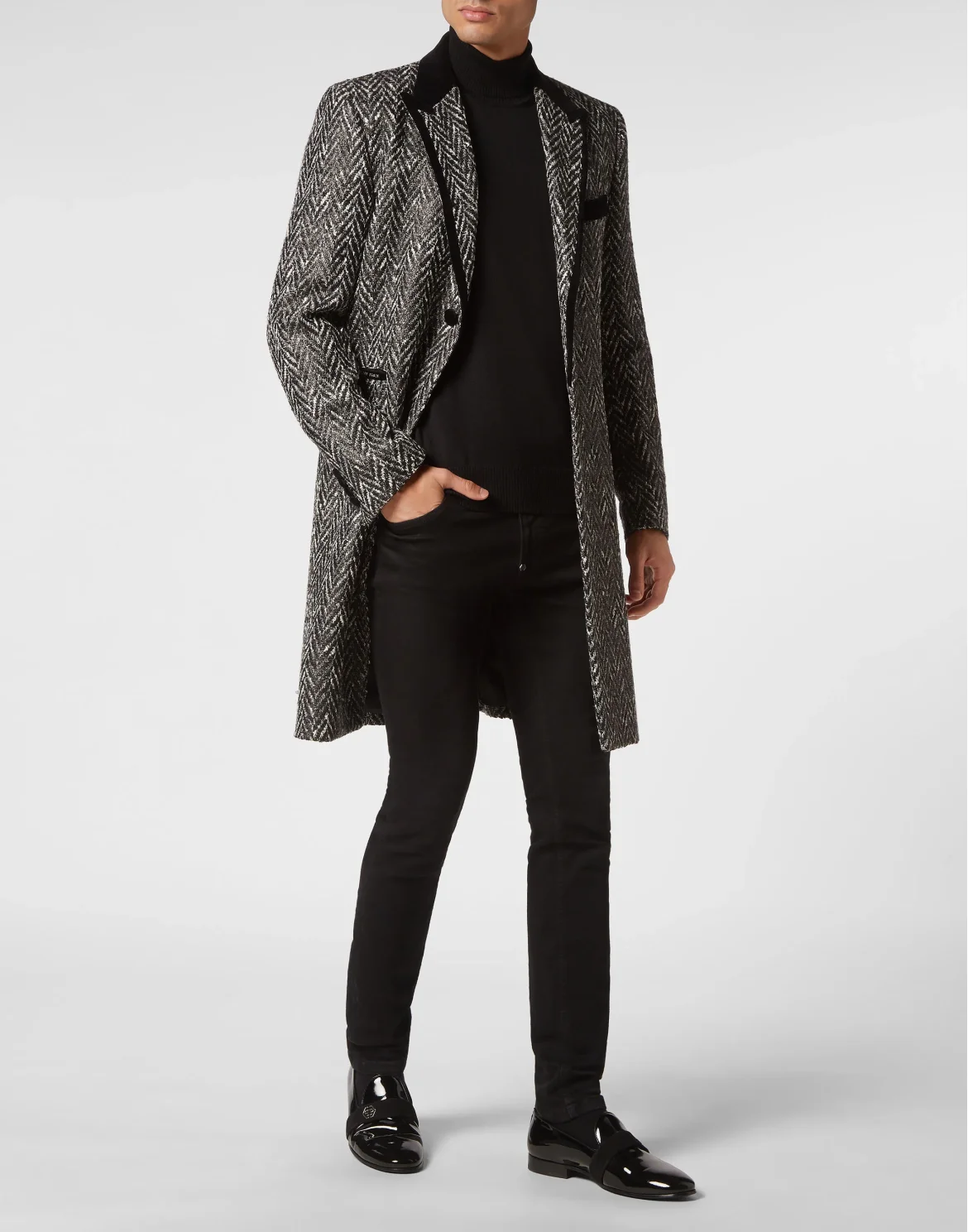 Chevron Long Coat Skull&Bones, цвет: Серый