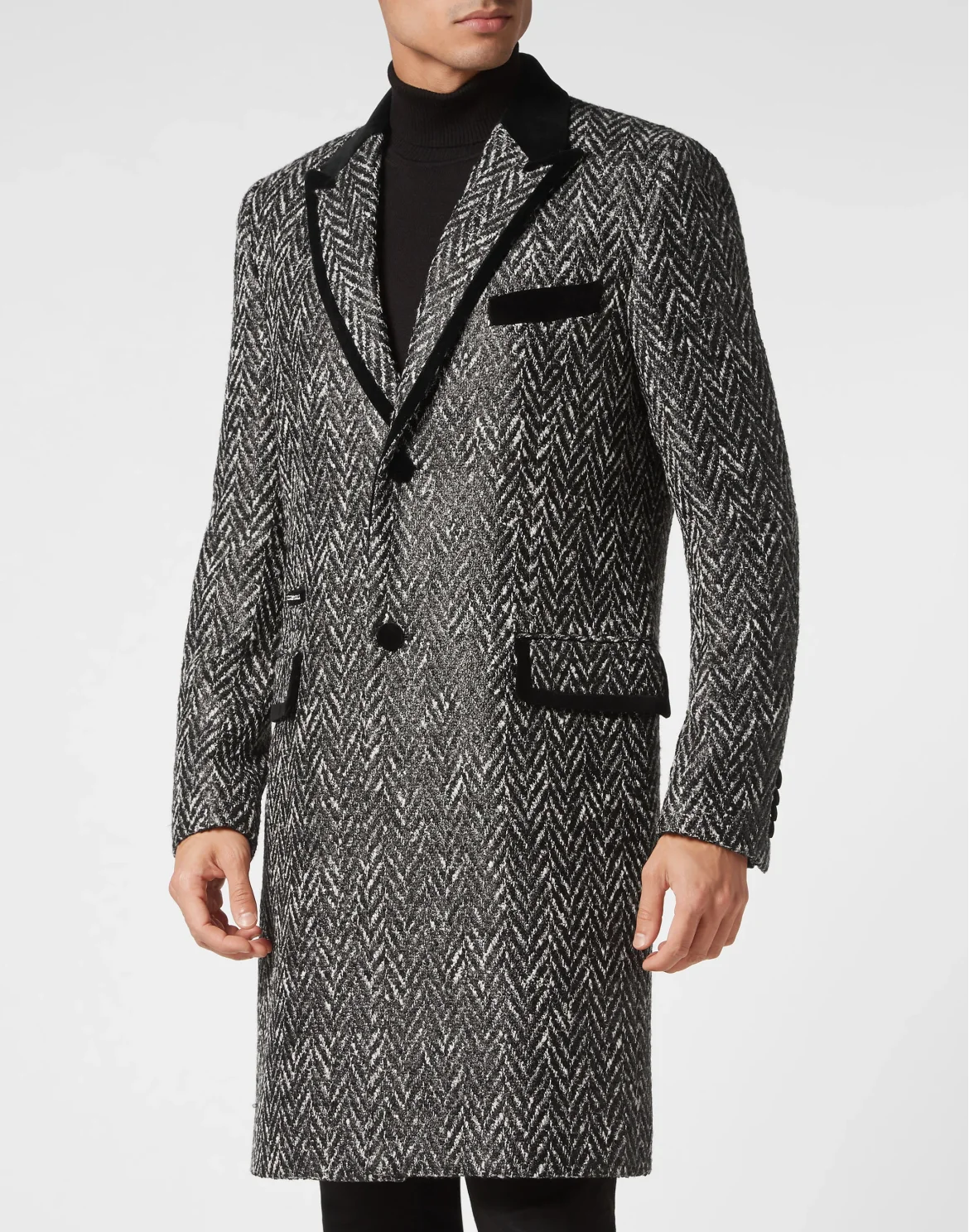 Chevron Long Coat Skull&Bones, цвет: Серый