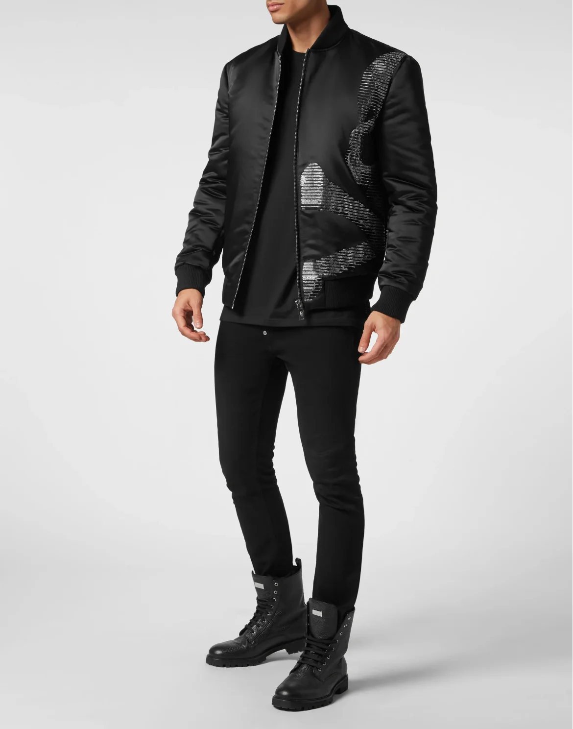Satin Bomber Skull&Bones, цвет: Черный