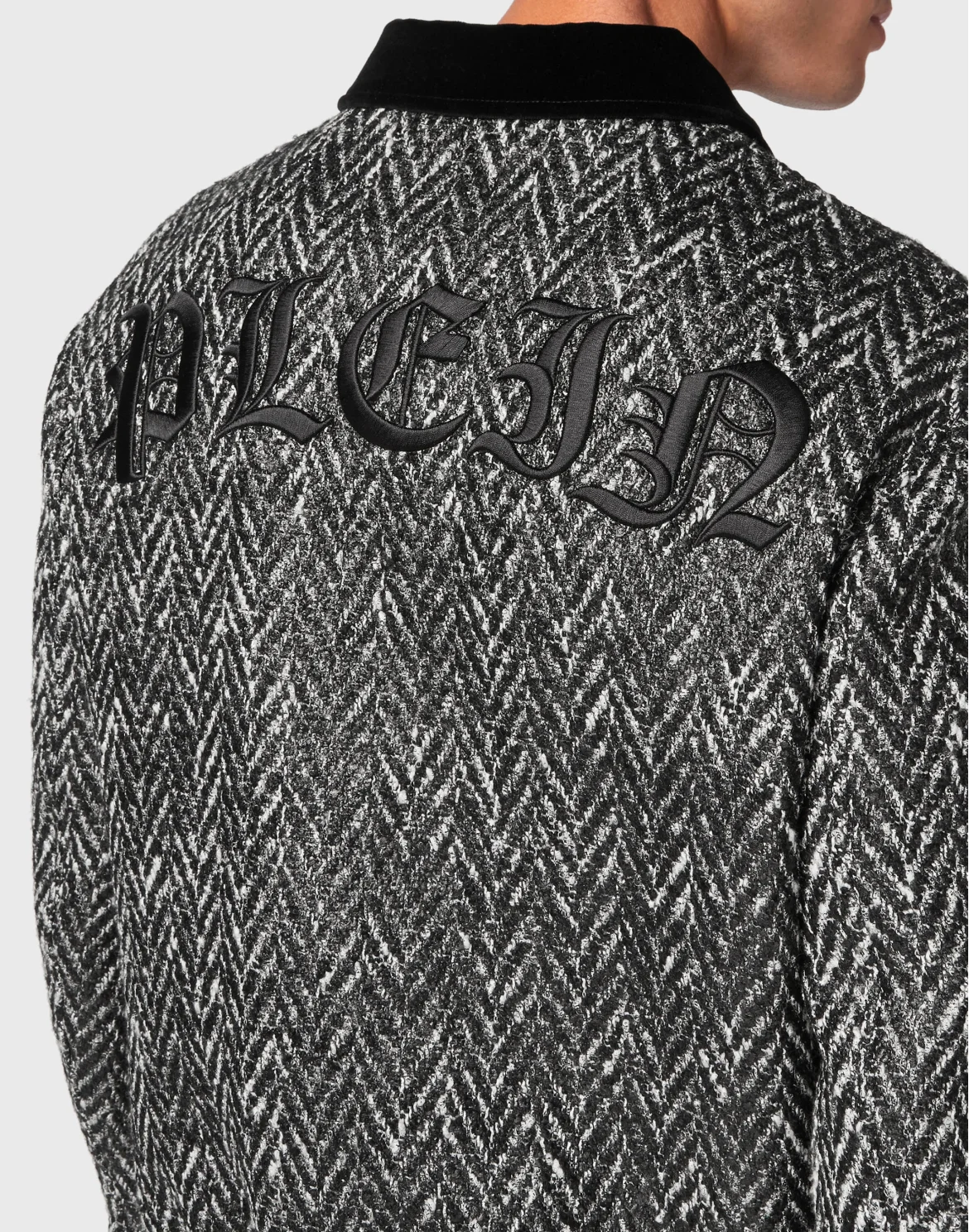 Chevron Collared Bomber Gothic Plein, цвет: Черный