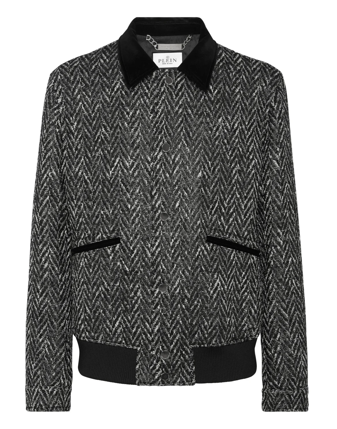 Chevron Collared Bomber Gothic Plein, цвет: Черный