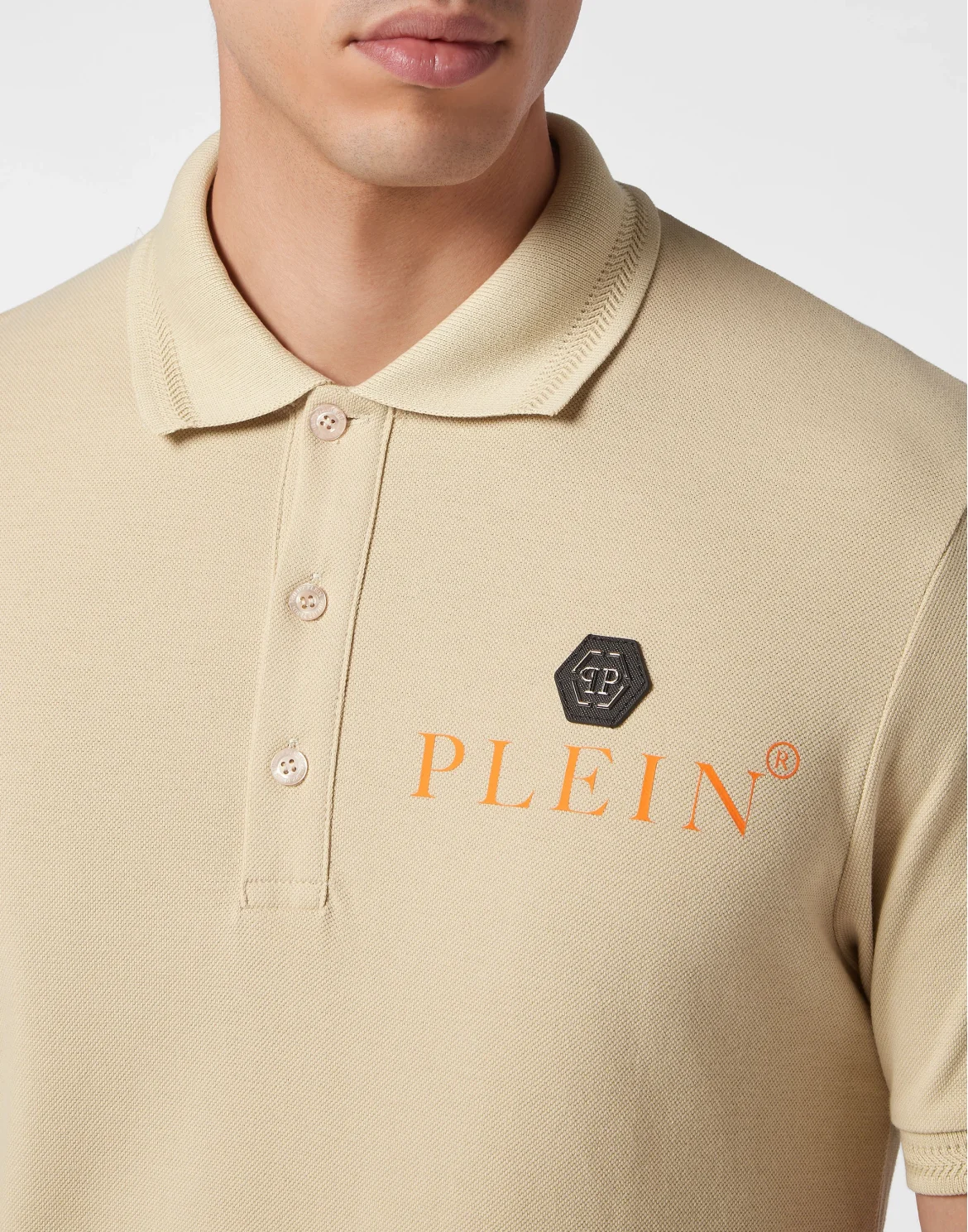 Slim Fit Polo shirt SS Iconic Plein, цвет: Бежевый
