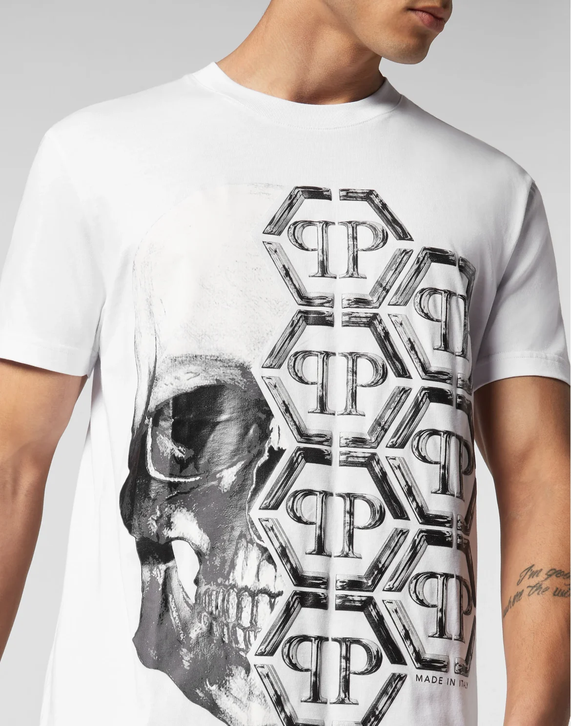 T-shirt Round Neck SS Skull and Plein, цвет: Белый