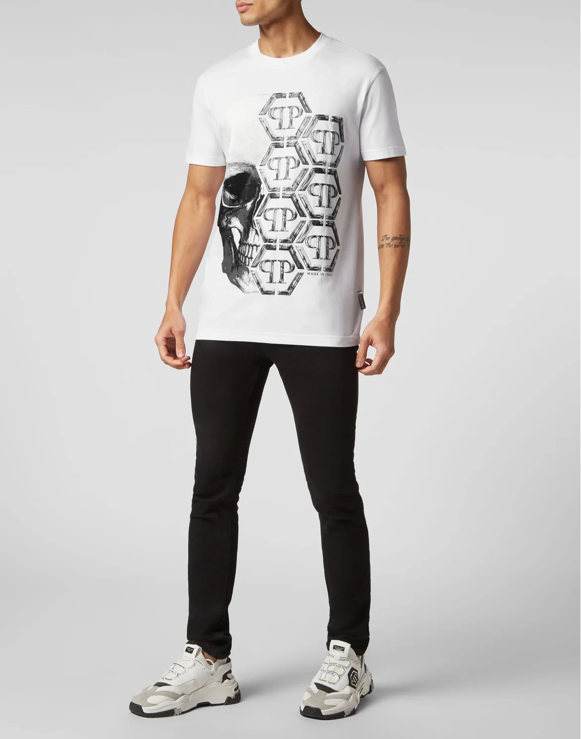 T-shirt Round Neck SS Skull and Plein, цвет: Белый