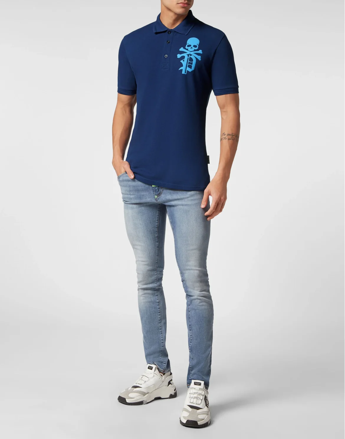 Slim Fit Polo Shirt Skull&Bones, цвет: Синий