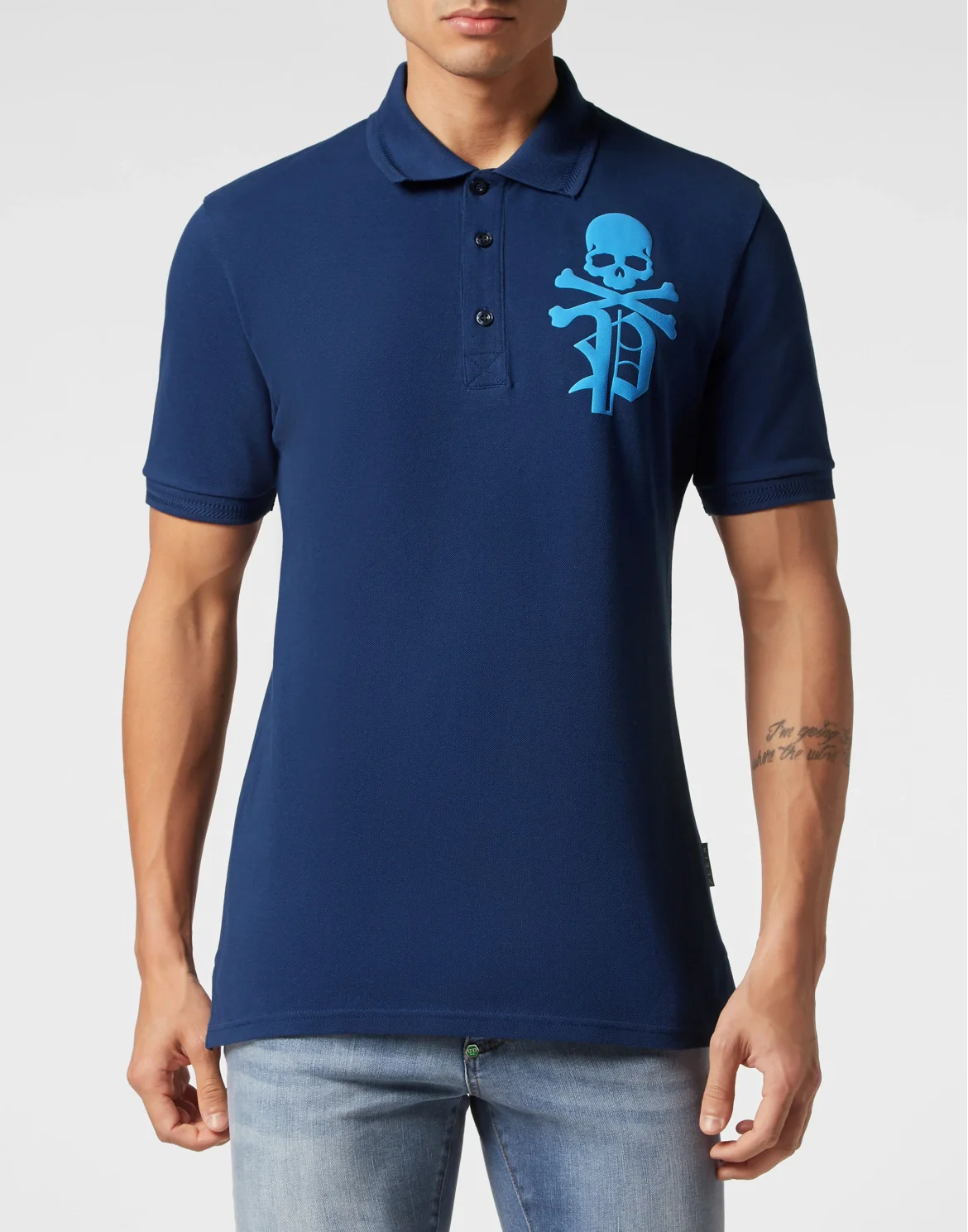 Slim Fit Polo Shirt Skull&Bones, цвет: Синий