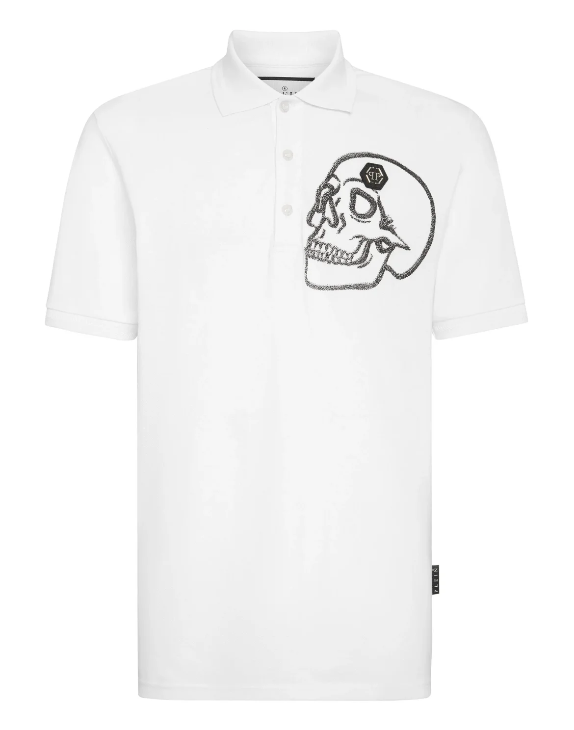 Slim Fit Jersey Polo Shirt Skull, цвет: Белый