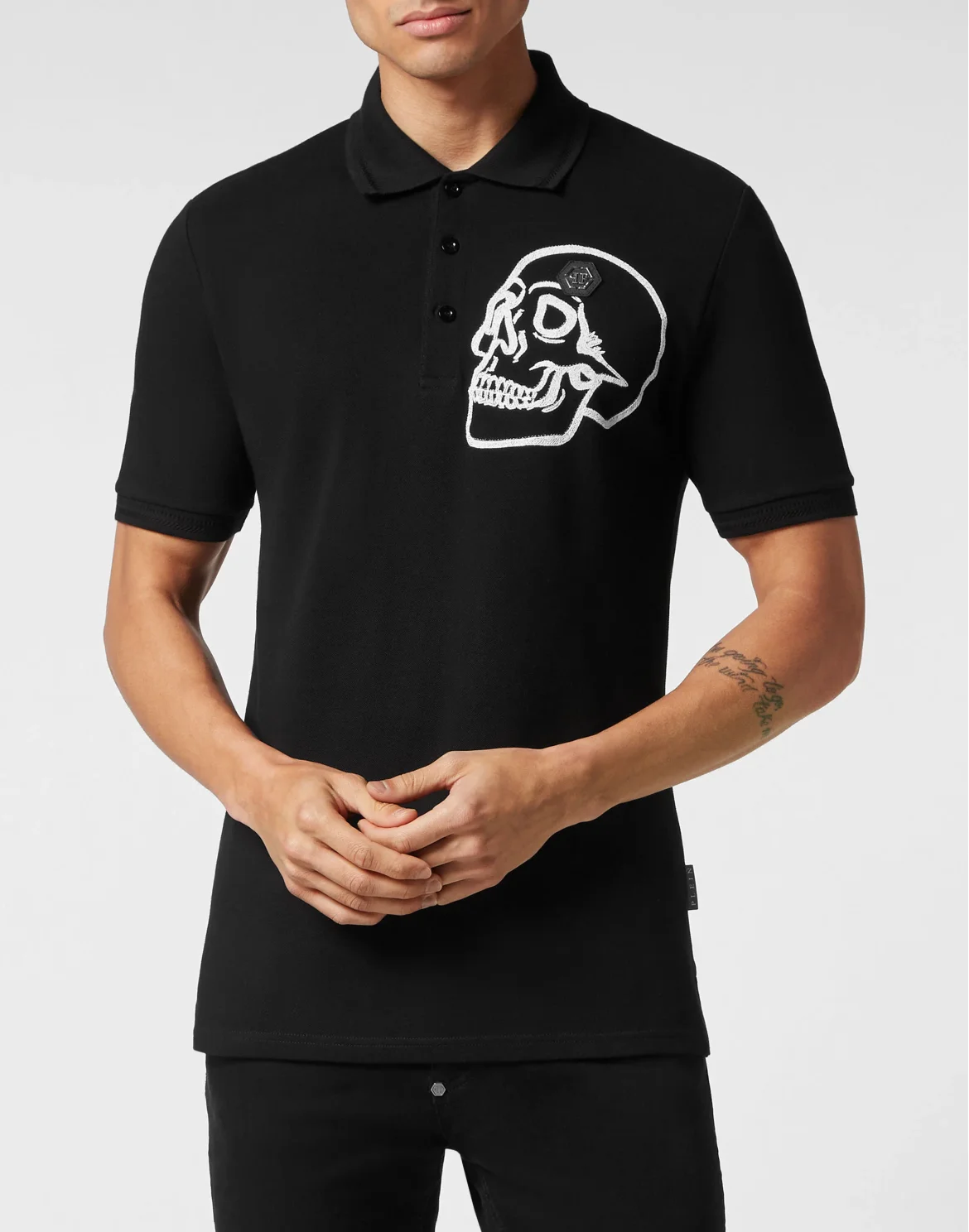 Slim Fit Jersey Polo Shirt Skull, цвет: Черный