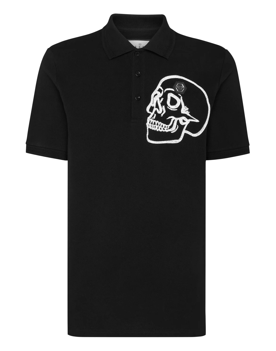 Slim Fit Jersey Polo Shirt Skull, цвет: Черный
