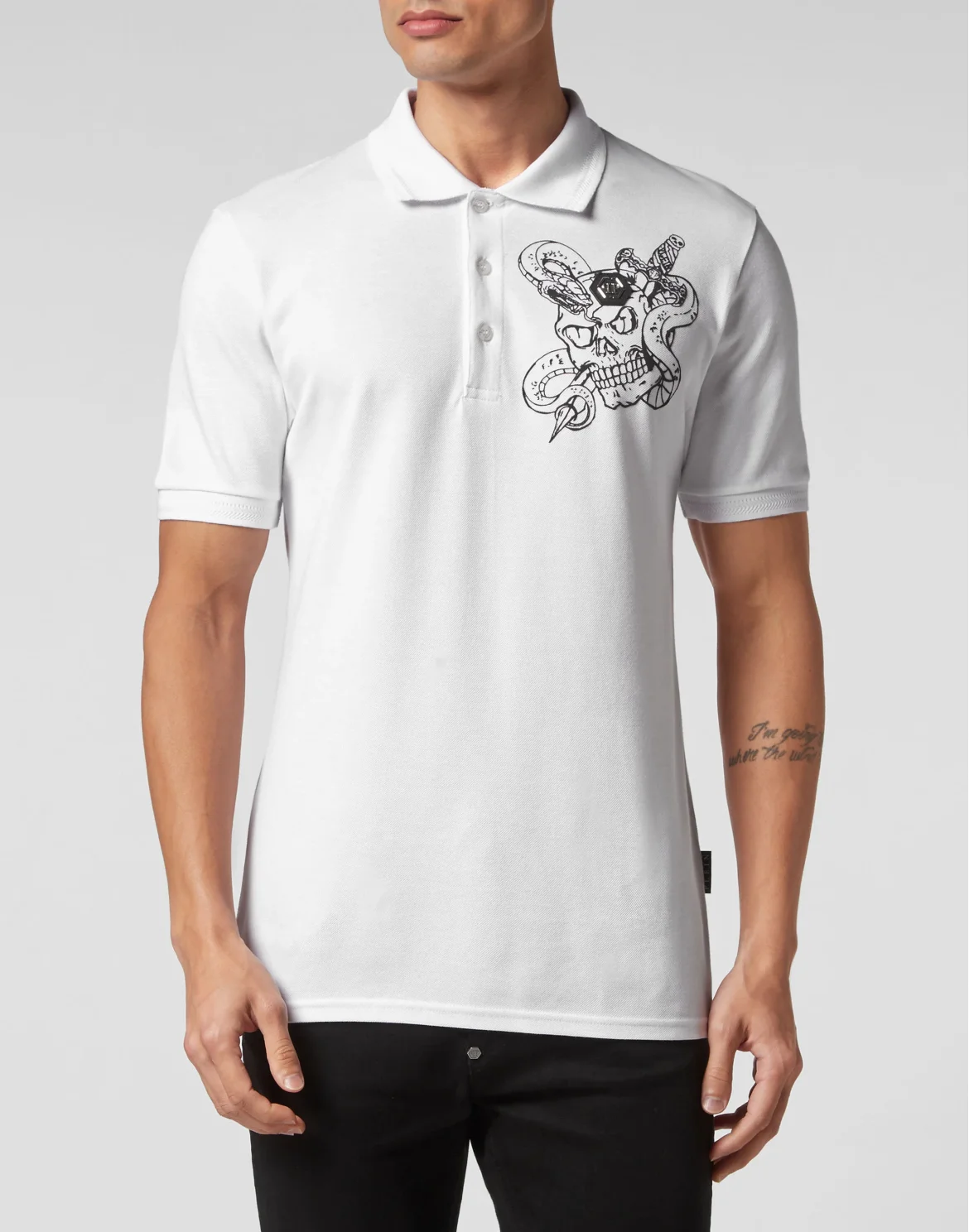 Slim Fit Polo Shirt Snake, цвет: Белый