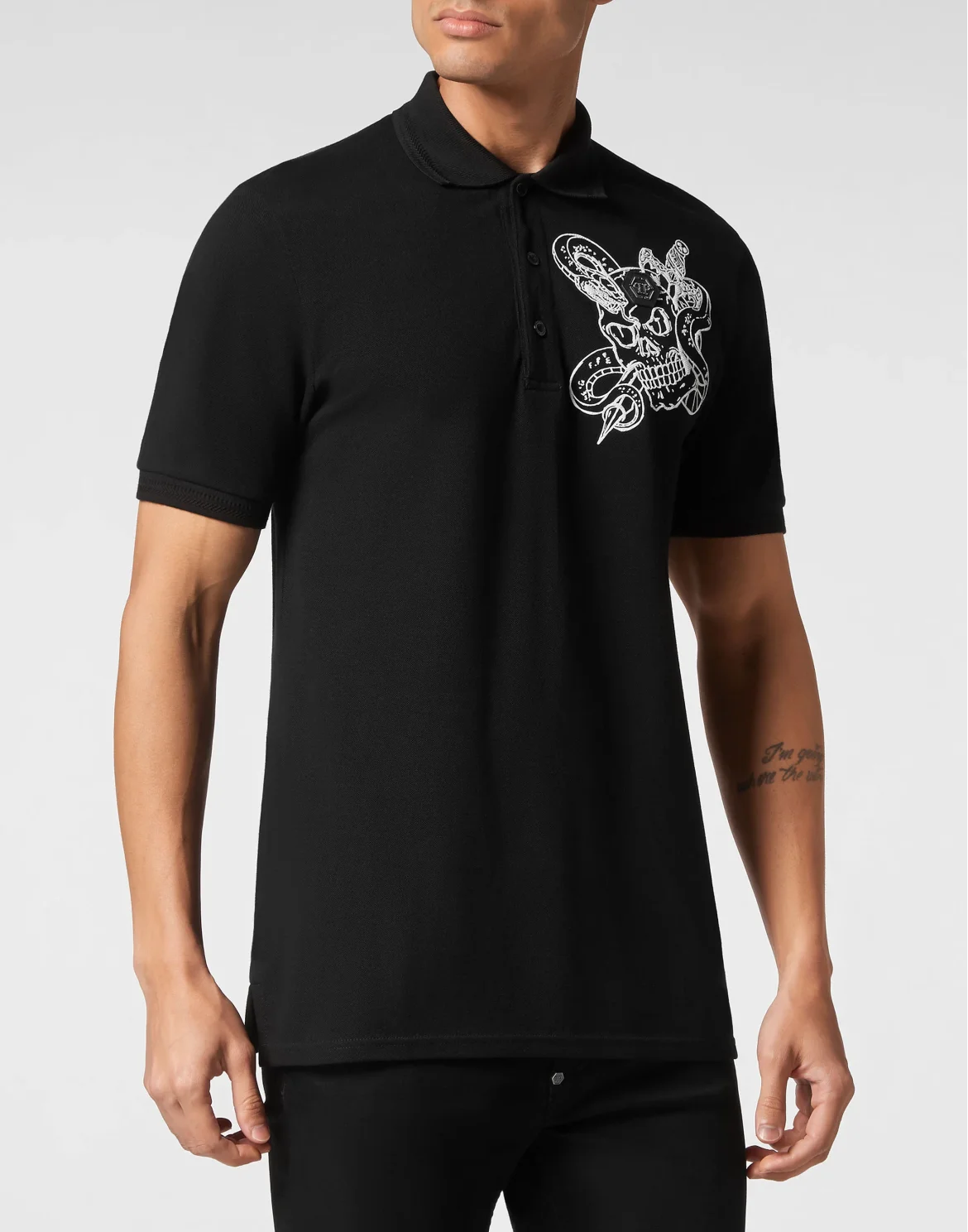 Slim Fit Polo Shirt Snake, цвет: Черный