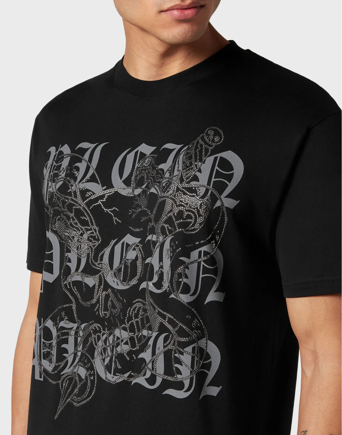 Washed T-shirt Round Neck SS Snake, цвет: Черный