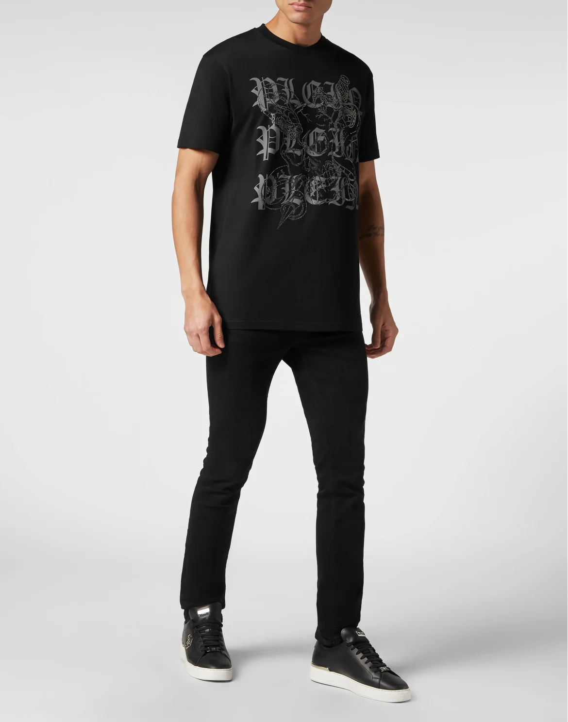 Washed T-shirt Round Neck SS Snake, цвет: Черный