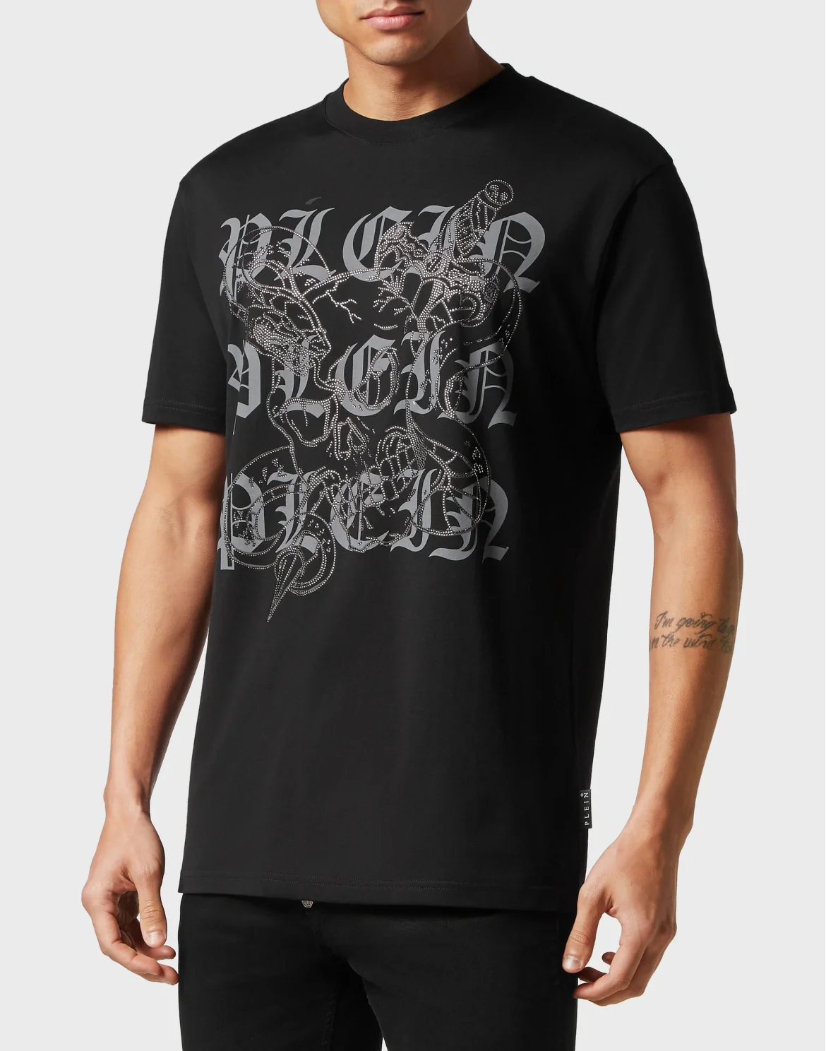 Washed T-shirt Round Neck SS Snake, цвет: Черный
