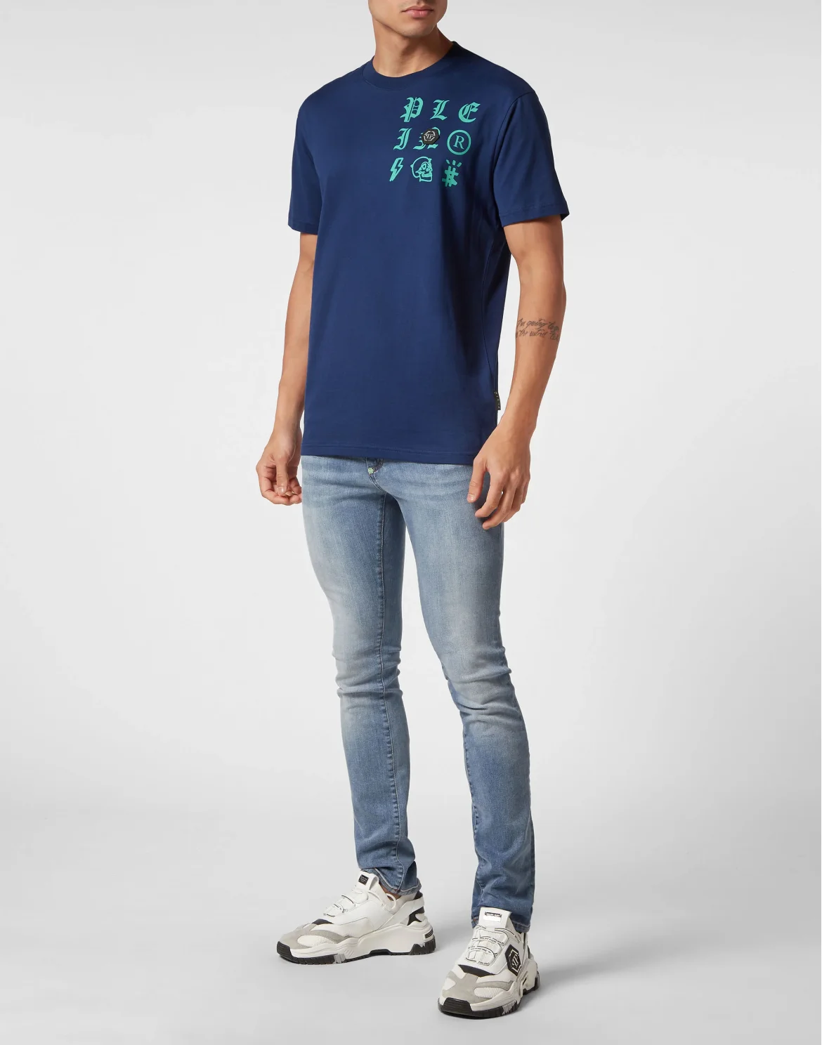 T-shirt Round Neck SS Gothic Plein, цвет: Синий