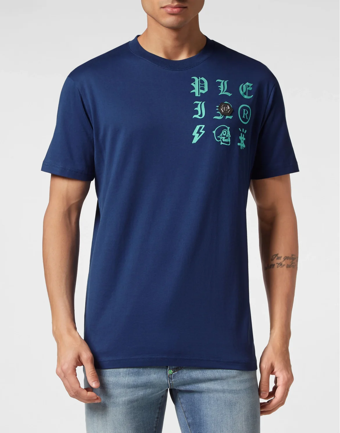 T-shirt Round Neck SS Gothic Plein, цвет: Синий