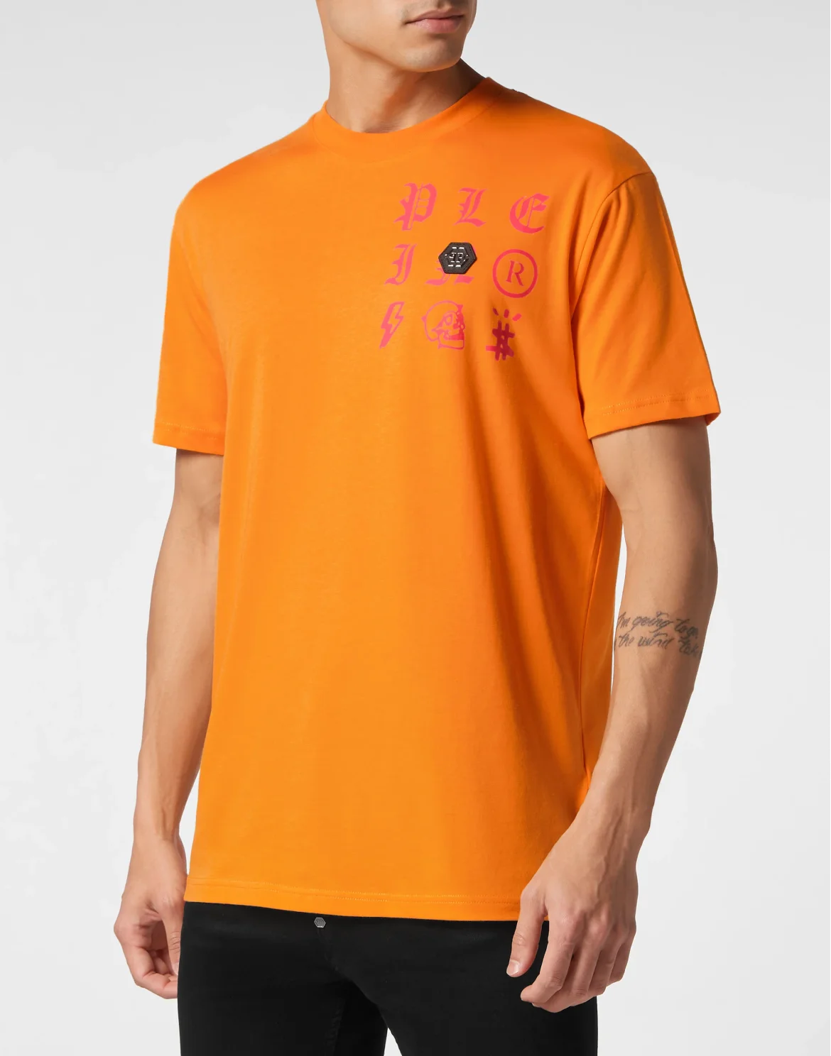 T-shirt Round Neck SS Gothic Plein, цвет: Оранжевый