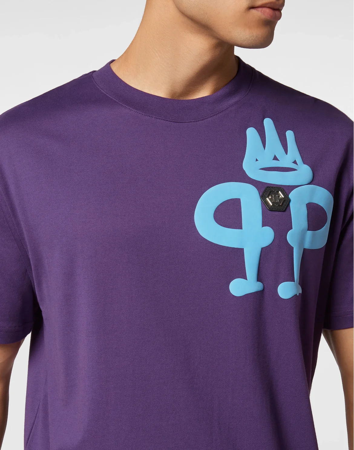 T-shirt Round Neck SS Iconic Plein, цвет: Фиолетовый