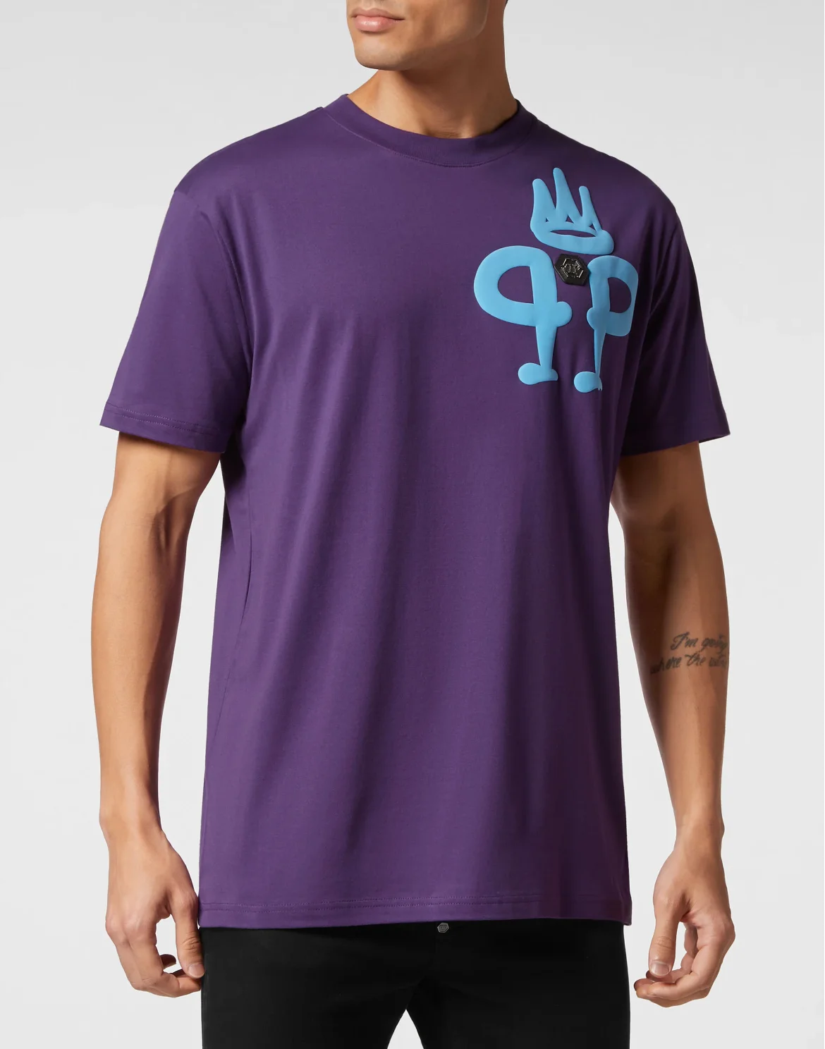 T-shirt Round Neck SS Iconic Plein, цвет: Фиолетовый