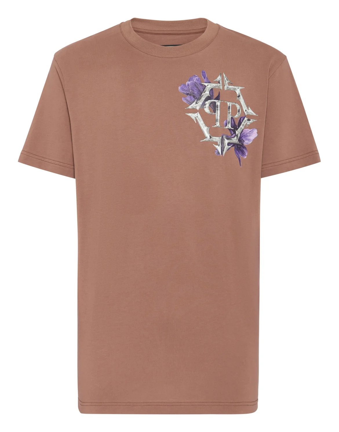 T-shirt Round Neck SS Flowers, цвет: Коричневый