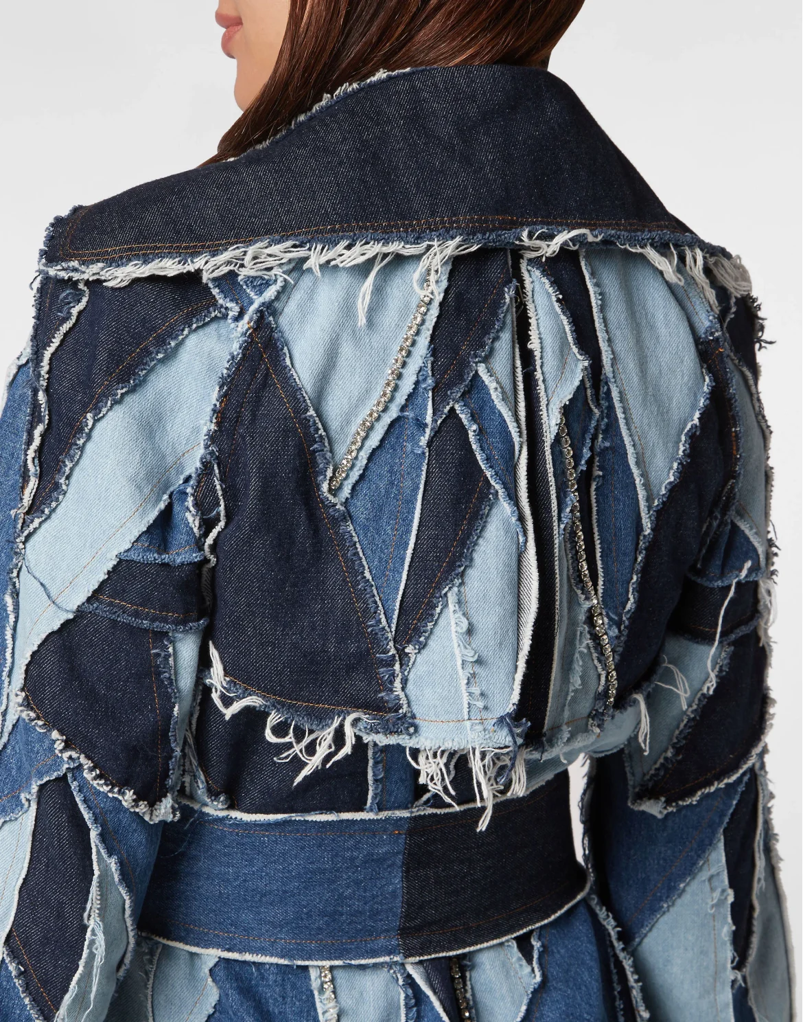 Denim Trench Patchwork, цвет: Синий