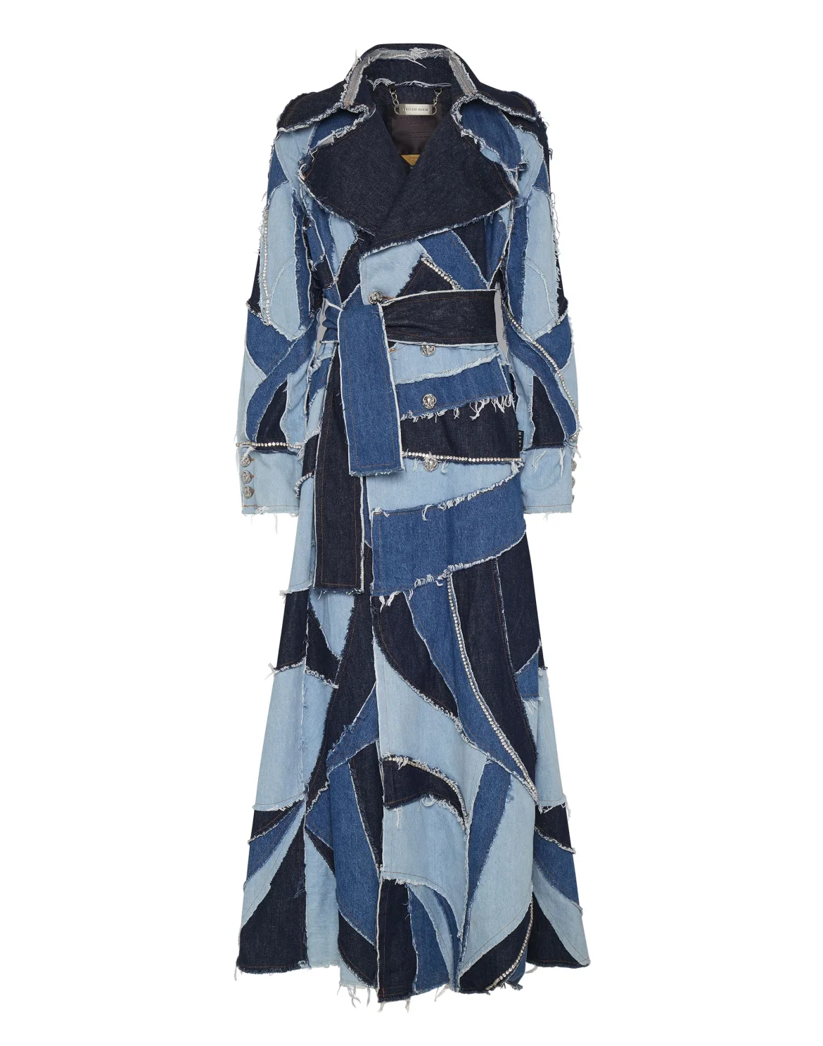 Denim Trench Patchwork, цвет: Синий