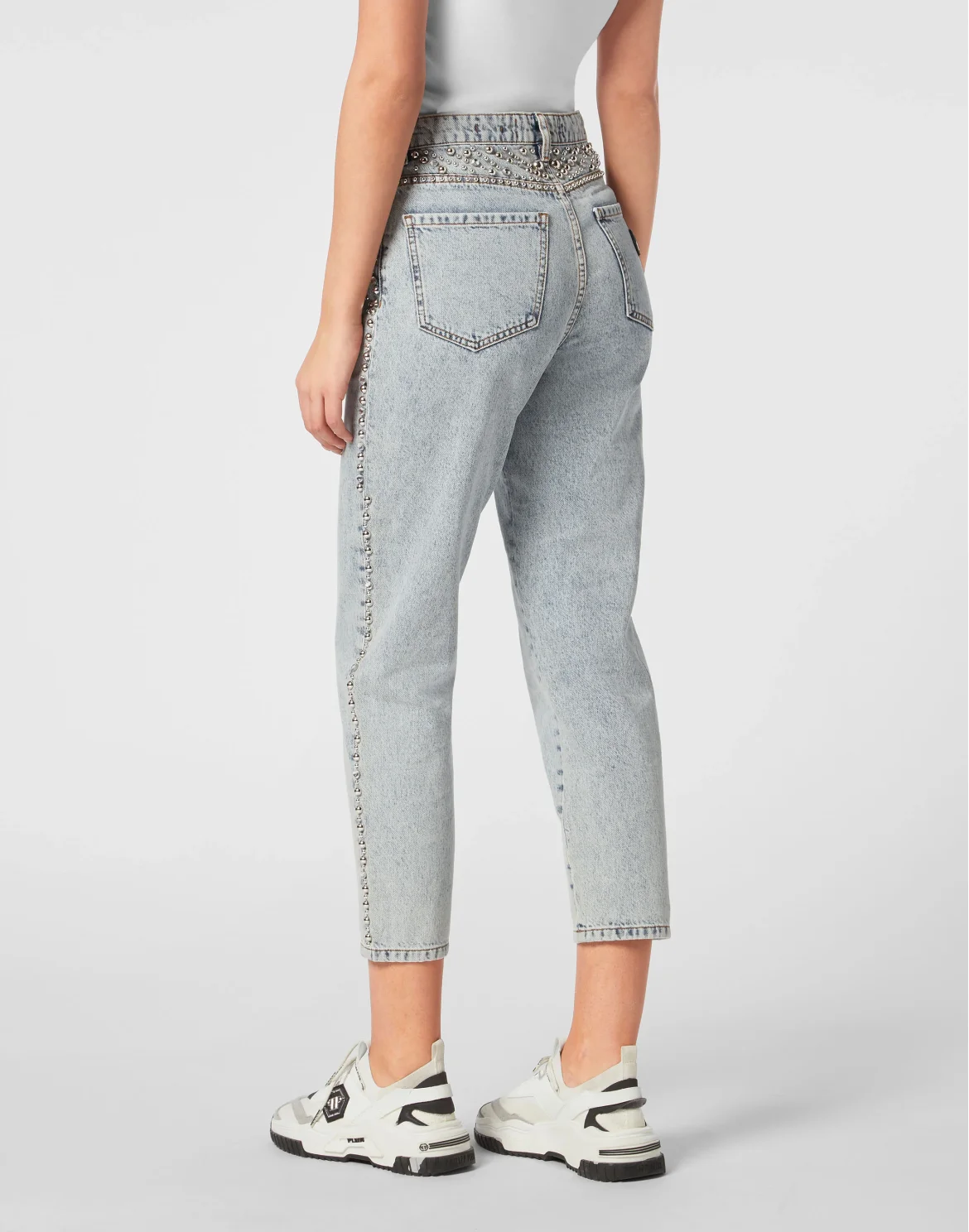 Denim Trousers Mom Fit Studs & Stones, цвет: Голубой