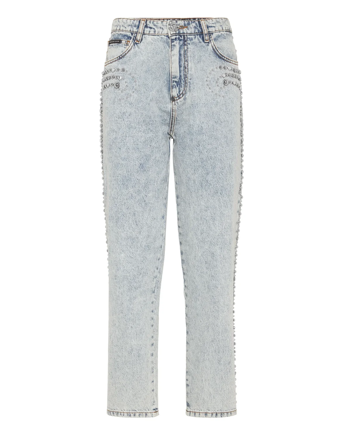 Denim Trousers Mom Fit Studs & Stones, цвет: Голубой