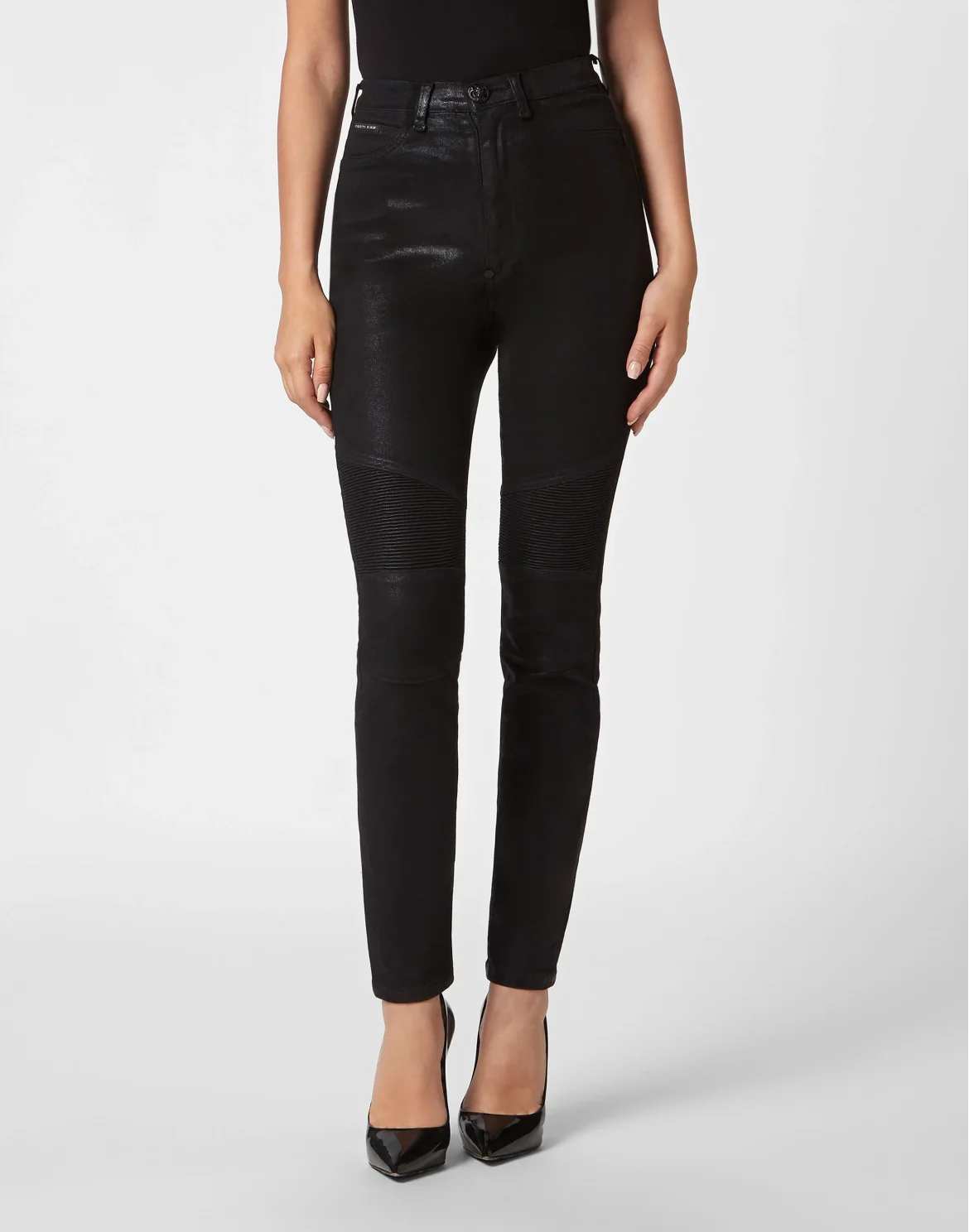 Denim Trousers Super High Waist Biker Fit, цвет: Черный