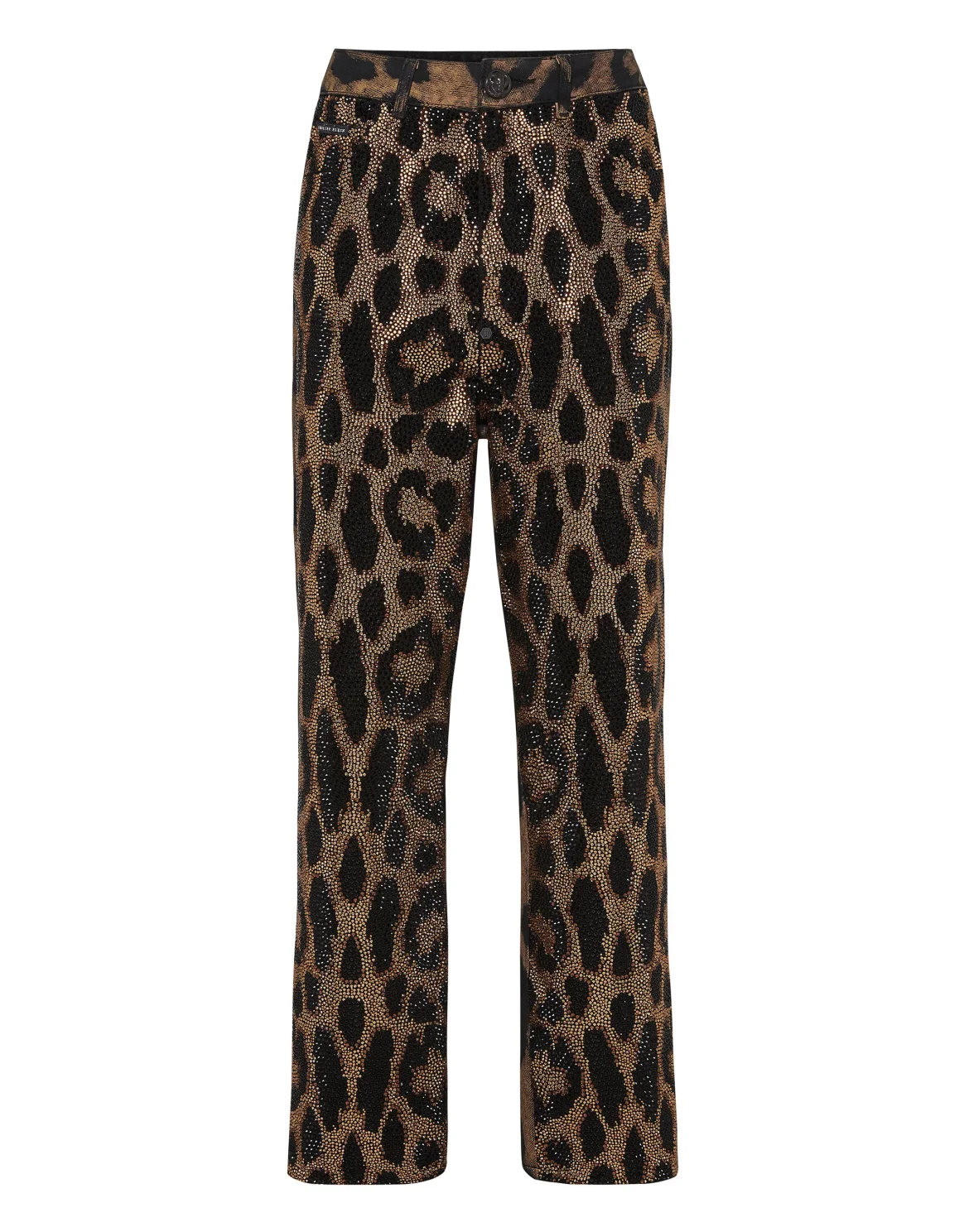 Denim Trousers Loose Fit with Crystals Leopard, цвет: Леопард