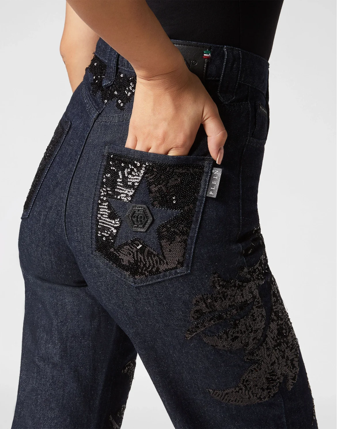 Denim Trousers Palace Fit with Paillettes Cowboy, цвет: Синий