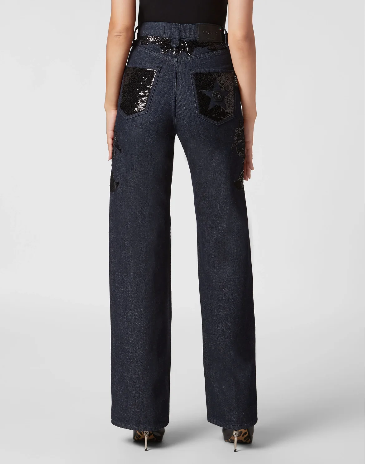 Denim Trousers Palace Fit with Paillettes Cowboy, цвет: Синий