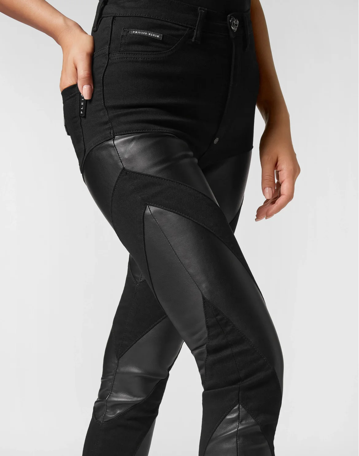 Denim Super High Waist Jeggings, цвет: Черный